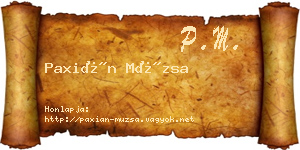 Paxián Múzsa névjegykártya